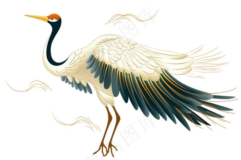 仙鹤国风插画免抠(1344x896)