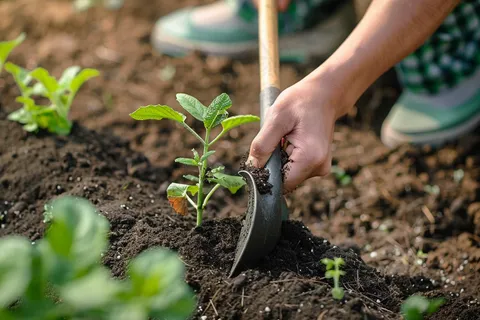 植树树苗保护环境摄影图