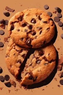 巧克力曲奇饼开美味的甜点摄影图