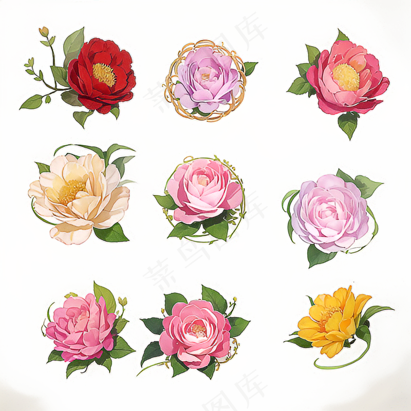 红色黄色粉色玫瑰花免抠素材180