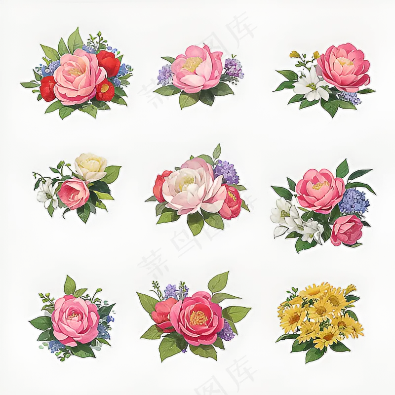 红色黄色粉色玫瑰花免抠素材210