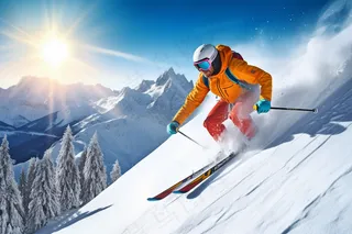 滑雪运动山坡白雪山地摄影图