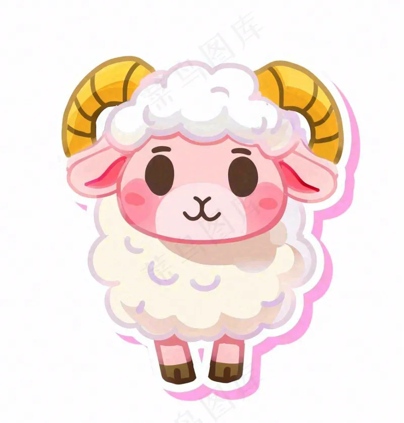 小绵羊粉色动物卡通插画免抠(1024x1072)