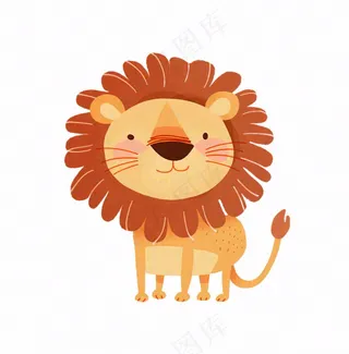 狮子动物卡通插画免抠