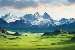 新疆春天草原风光大自然风景摄影图