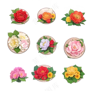 红色黄色粉色玫瑰花免抠素材123