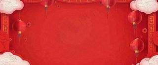 红色新年春节花卉灯笼祥云纹理背景小年除夕元宵插画背景