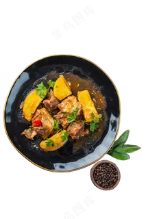 俯视美食黑盘子PNG素材 俯视美食黑盘子PNG素材