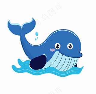 海豚海洋动物蓝色卡通插画免抠