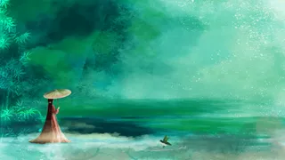 中国风山水彩色国画插画装饰画素材9