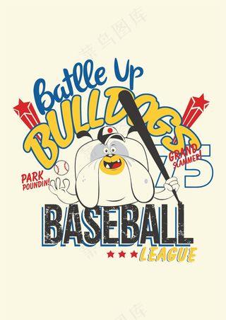 小狗打棒球 棒球联盟海报