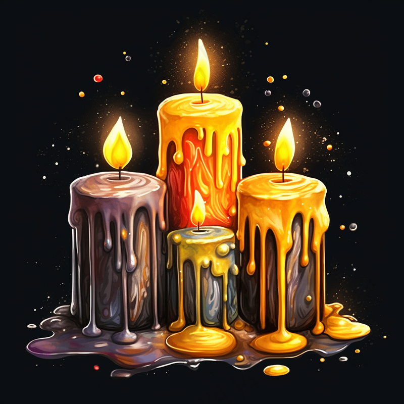 黑暗中的蜡烛灯火光明卡通插画插图背景(3072x3072)