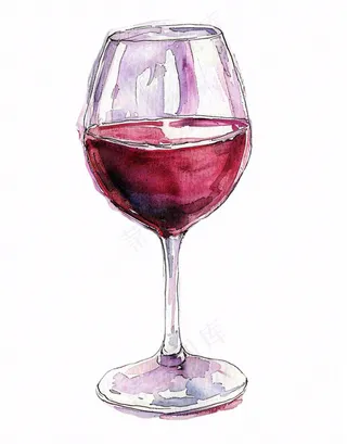 红酒杯高脚杯水彩画插画免抠