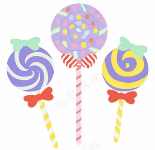 彩色棒棒糖卡通插画免抠