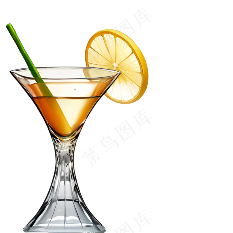 柠檬酒 酒杯 透明 杯子 玻璃 手绘 免抠 素材