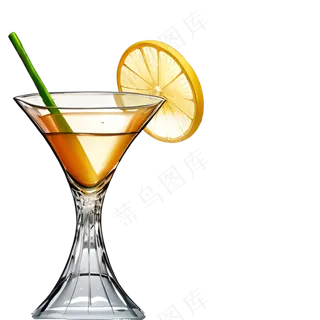 柠檬酒 酒杯 透明 杯子 玻璃 手绘 免抠 素材