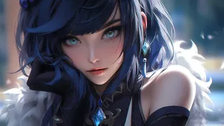 AI产生大蓝眼睛女孩数字艺术高清壁纸