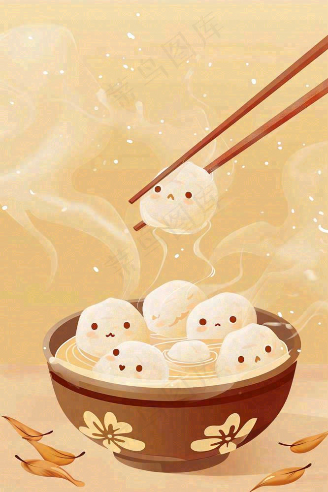 汤圆传统美食元宵佳节插画背景(896x1344)