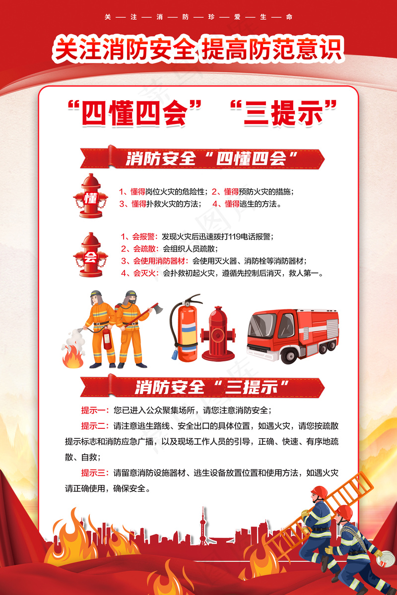 消防 四懂四会 三提示psd模版下载