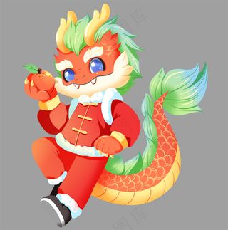 2024年拟人卡通手绘新年龙免抠图素材