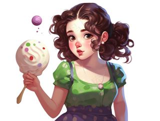 女孩那种气球开心卡通插画免抠