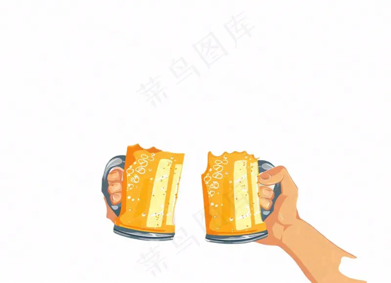 喝啤酒聚会卡通插画免抠(1280x928)