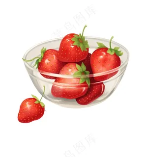 草莓碗卡通插画免抠 草莓碗卡通插画免抠