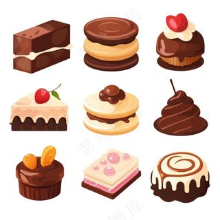 巧克力蛋糕甜点卡通插画免抠