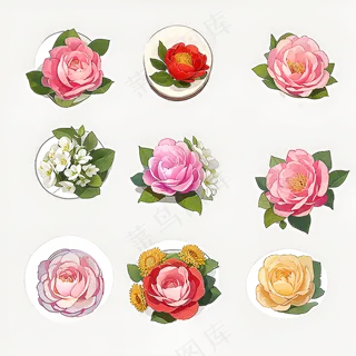 红色黄色粉色玫瑰花免抠素材83