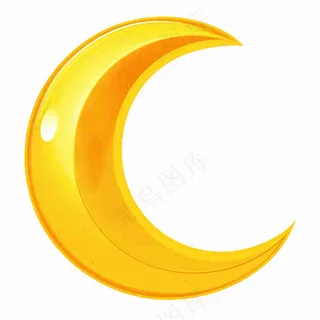 月亮弯月黄色卡通插画免抠
