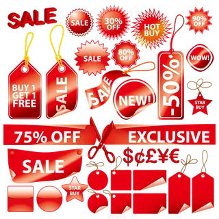 红色装饰标签矢量免扣AI素材