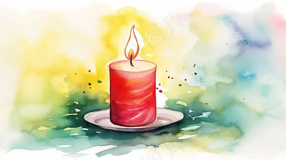 蜡烛灯火水彩插画插图背景