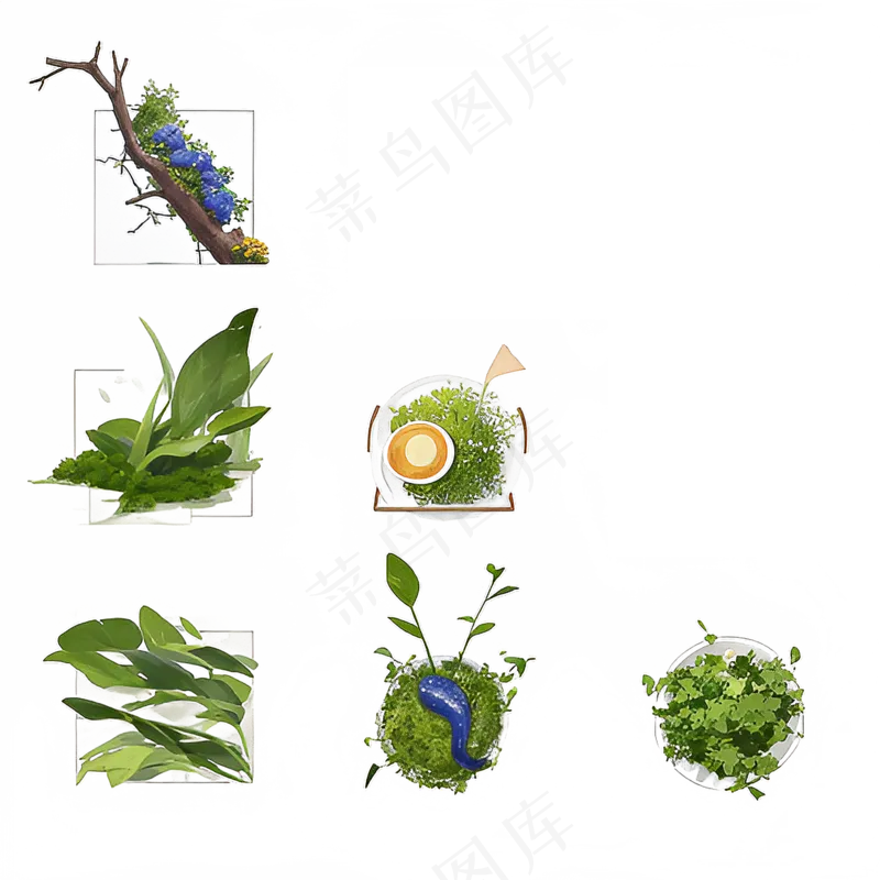 绿色手绘小植物花草系列免抠素材58