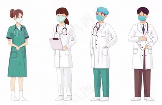 医生一群医务工作者卡通插画免抠
