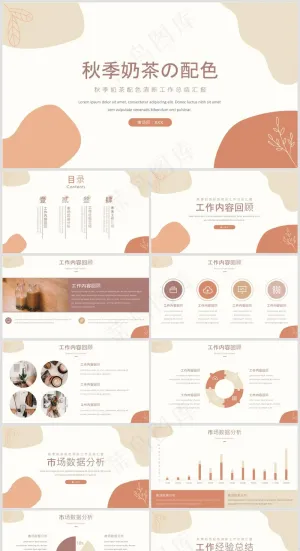 PPT模板丨莫兰蒂色系丨述职报告丨工作总结014预览图
