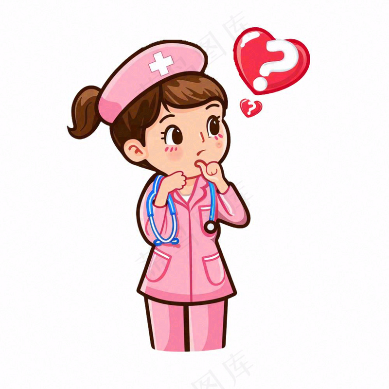 粉色护士医生医疗医务工作者人物插画免抠