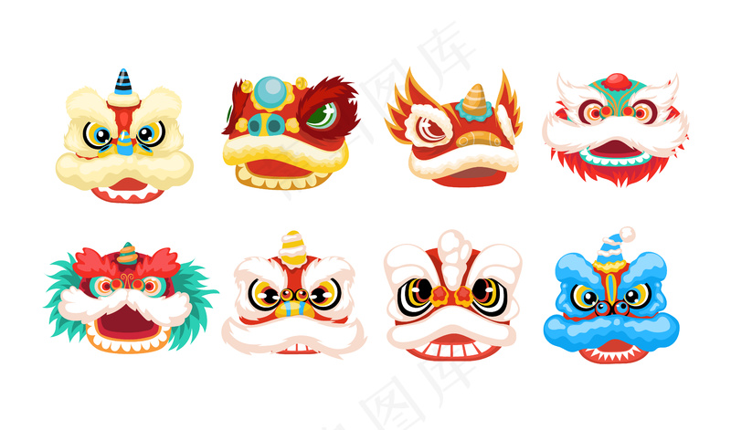新年春节舞狮装饰插图插画图片Ai矢量图国外设计素材 (1)