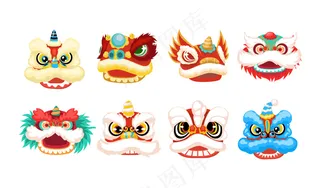 新年春节舞狮装饰插图插画图片Ai矢量图国外设计素材 (1)