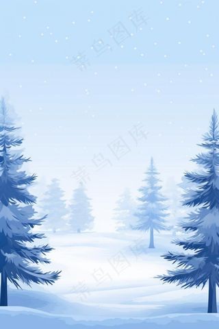 雪景树白色雪地背景