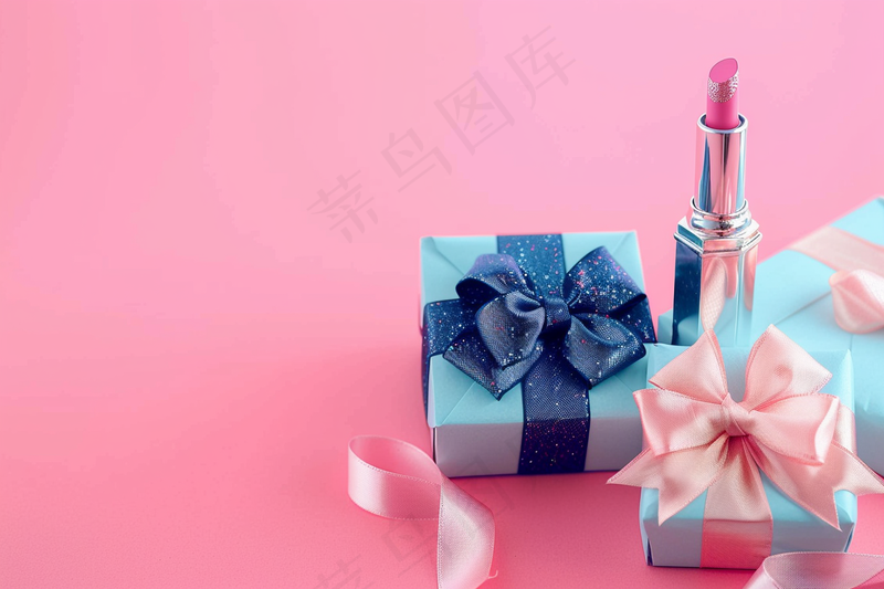 口红礼物妇女节女神节粉色礼物摄影图(4032x2688)