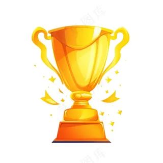 金色奖杯卡通插画免抠