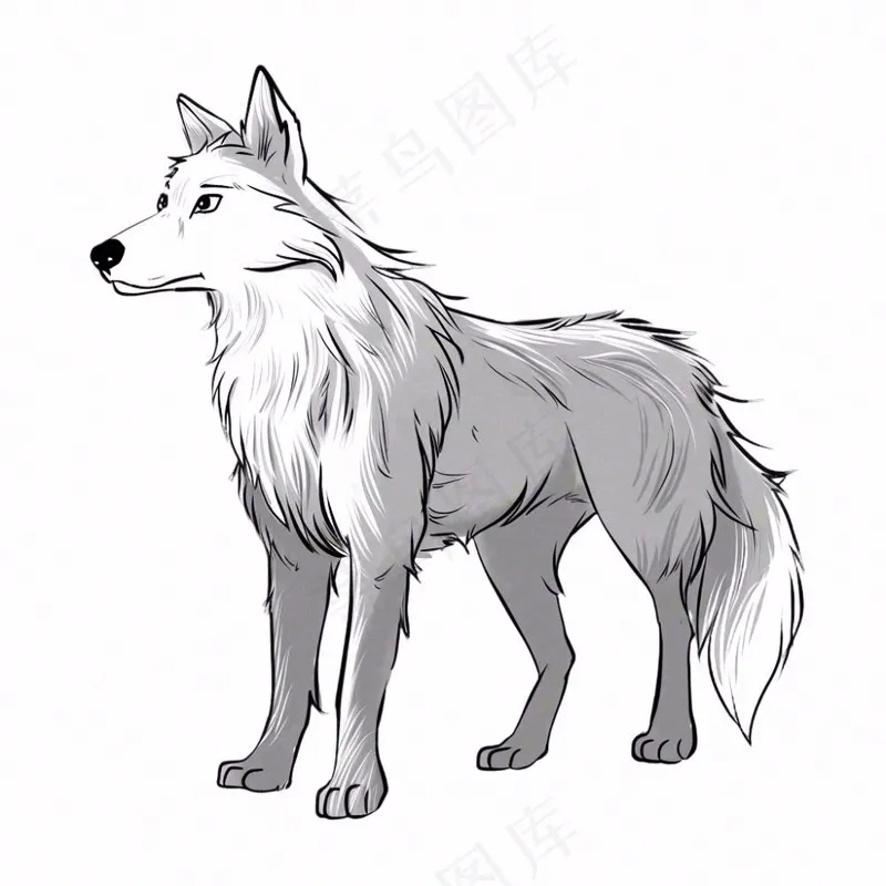 狼灰狼动物卡通插画免抠(1024x1024)