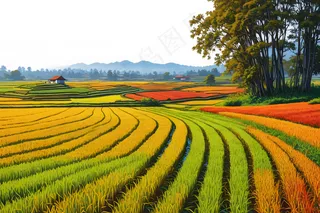 秋季稻田特写高清图片