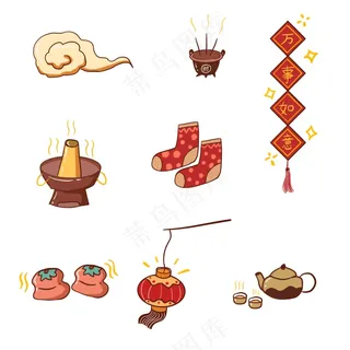 过年插画小元素组合