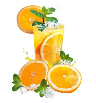 橙汁冰镇饮料水果茶免抠