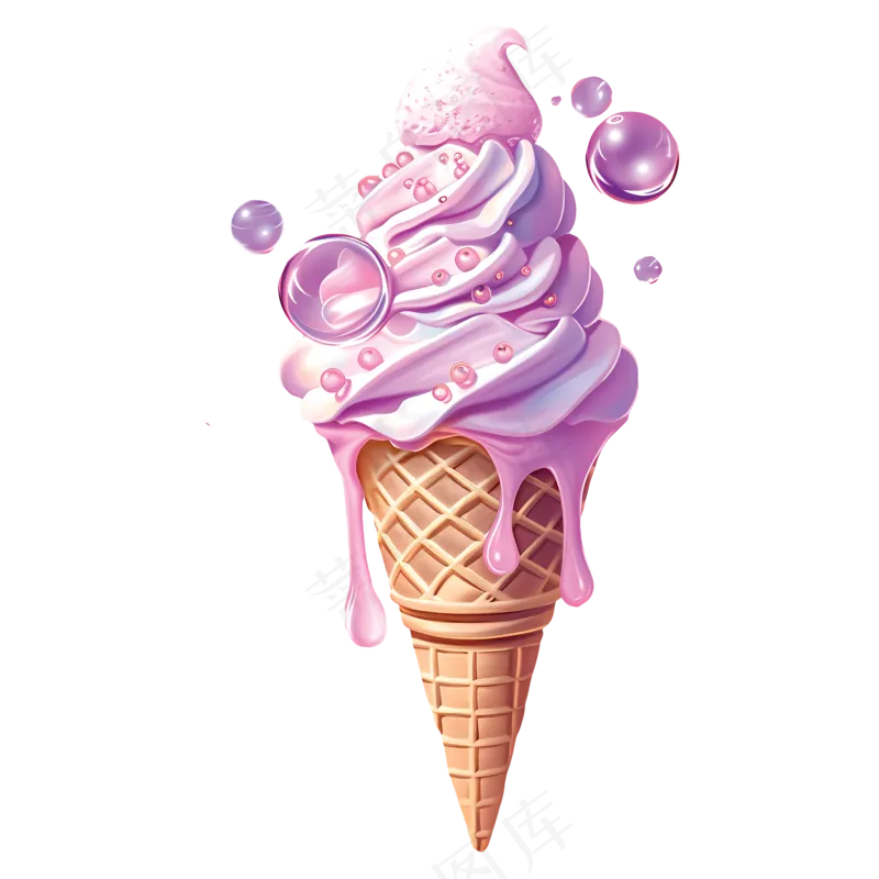 透明五彩缤纷梦幻的冰淇淋