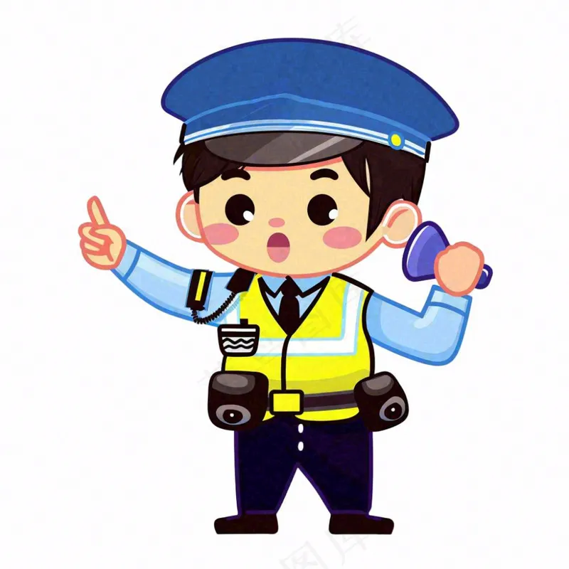 交警警察交通指挥劳动人物卡通插画免抠(1024x1024)