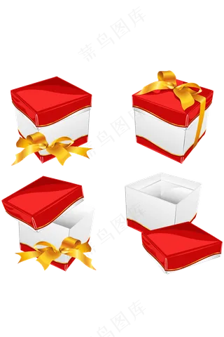 红色礼物包装盒矢量免扣AI素材