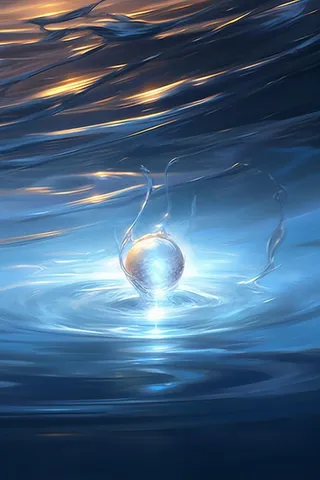 线性水面圆形水珠蓝色渐变背景