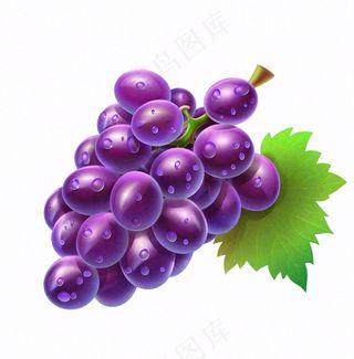 紫葡萄水果卡通插画免抠